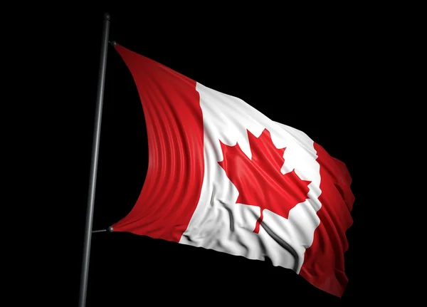 Bandeira canadense em fundo preto — Fotografia de Stock