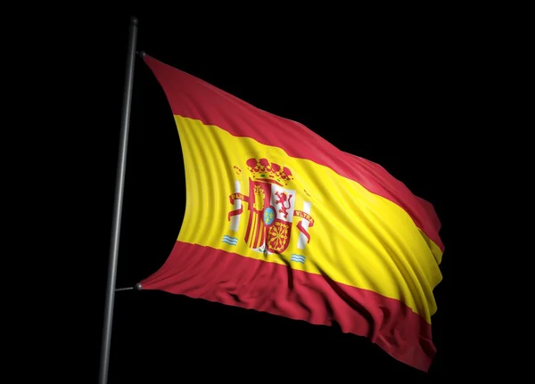 Bandiera spagnola su sfondo nero — Foto Stock