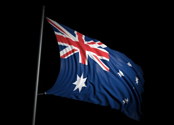 Australische Flagge auf schwarzem Hintergrund — Stockfoto