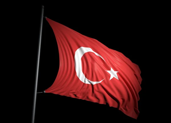 Turkish flag on black background — Stock Photo, Image