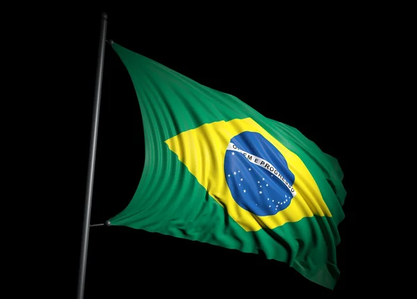 Bandera brasileña sobre fondo negro —  Fotos de Stock