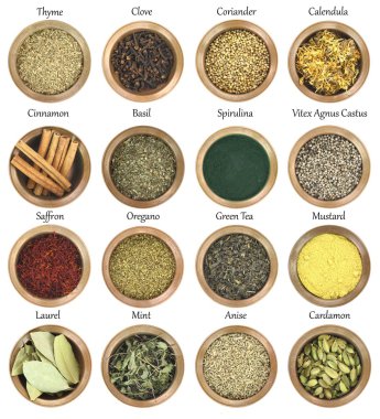 metal topluluğu otlar ve baharatlarla dolu kase