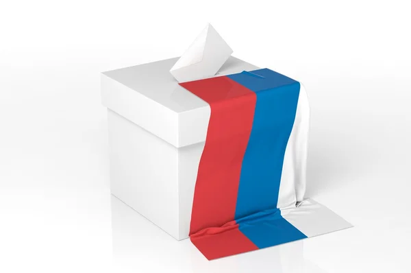 Caixa de cédula com a bandeira da Rússia — Fotografia de Stock