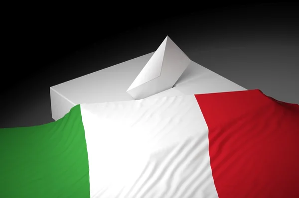 Избирательная урна с флагом Италии — стоковое фото