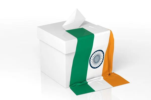 Caja de votación con la bandera de India —  Fotos de Stock