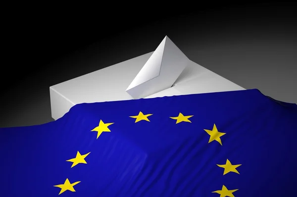 Caixa de cédulas com a bandeira da Europa — Fotografia de Stock
