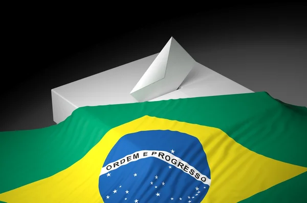 Caixa de cédulas com a bandeira do Brasil — Fotografia de Stock