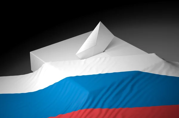 Stembus met de vlag van Rusland — Stockfoto