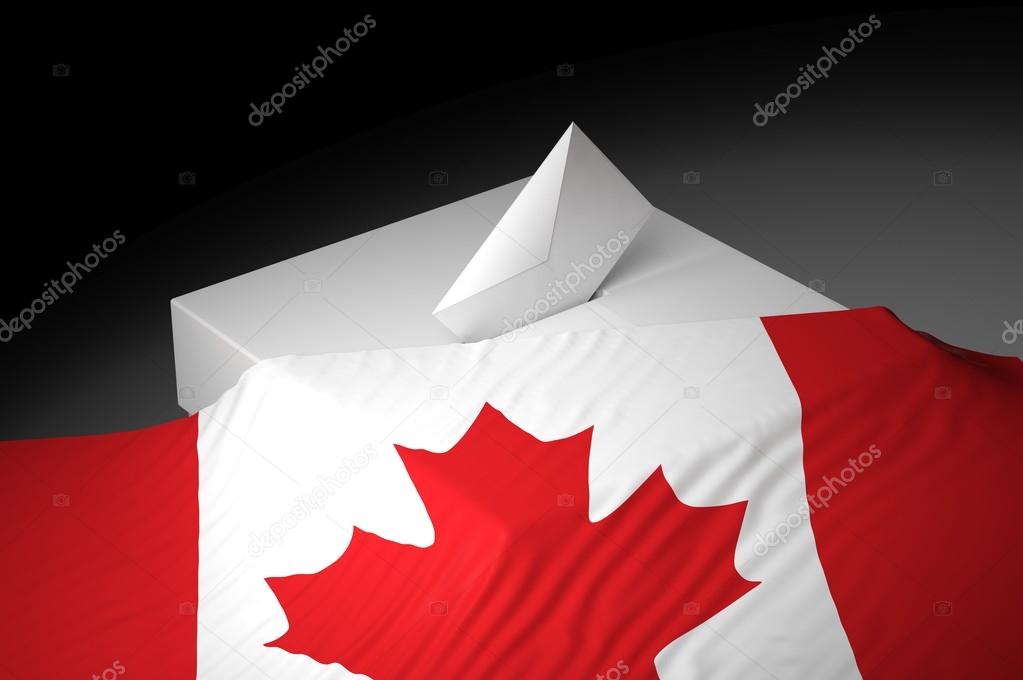Ballot box with the flag of Canada
