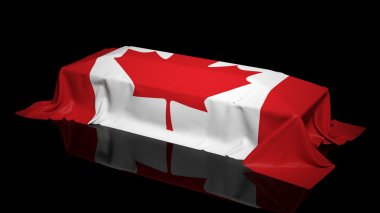 Coffin covered with the flag of Canada clipart