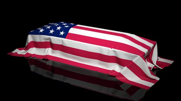 Caixão coberto com a bandeira dos EUA — Fotografia de Stock