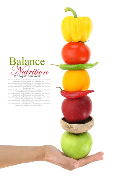 Dieta equilibrada con frutas y verduras — Foto de Stock