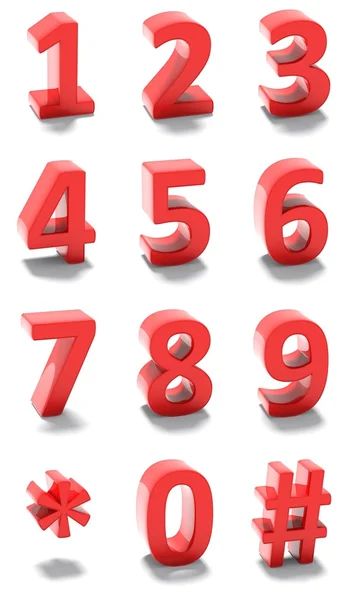 Set of 3d red numbers — Stock Photo, Image