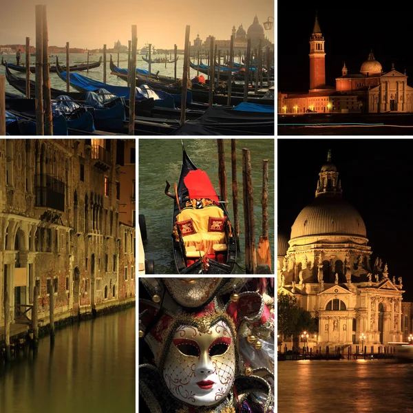 Photo collage of Venice at night — Stock Photo, Image