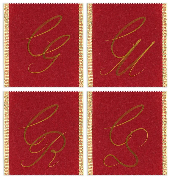 Collection of textile monograms design on a ribbon. CG, CM, CR, CS — Stock Photo, Image