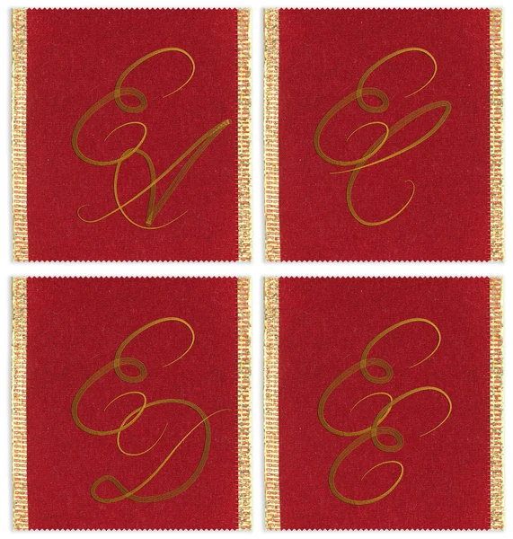 Collection de monogrammes textiles sur ruban. EA, EC, ED, EE — Photo