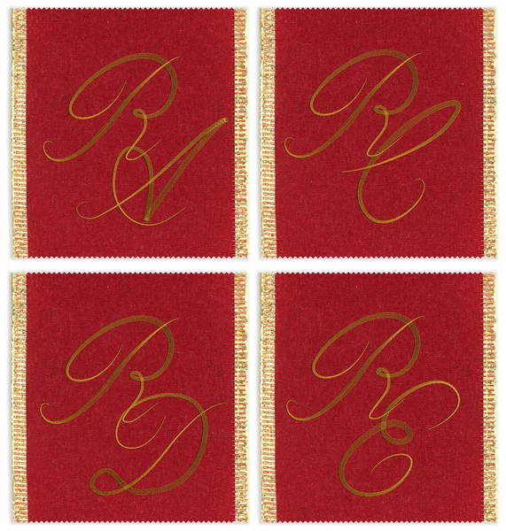 Coleção de design de monogramas têxteis em uma fita. RA, RC, RD, RE — Fotografia de Stock