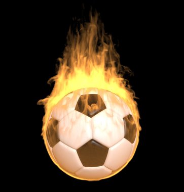 Futbol topu siyah arka plan üzerine ateş