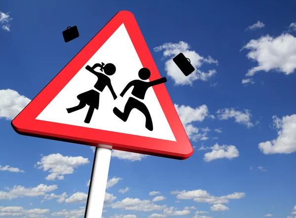 Okul kapalı kavramı, uyarı okul işareti — Stok fotoğraf