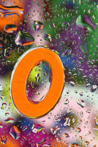 Number zero on abstract colorful drops background — Stock Photo, Image