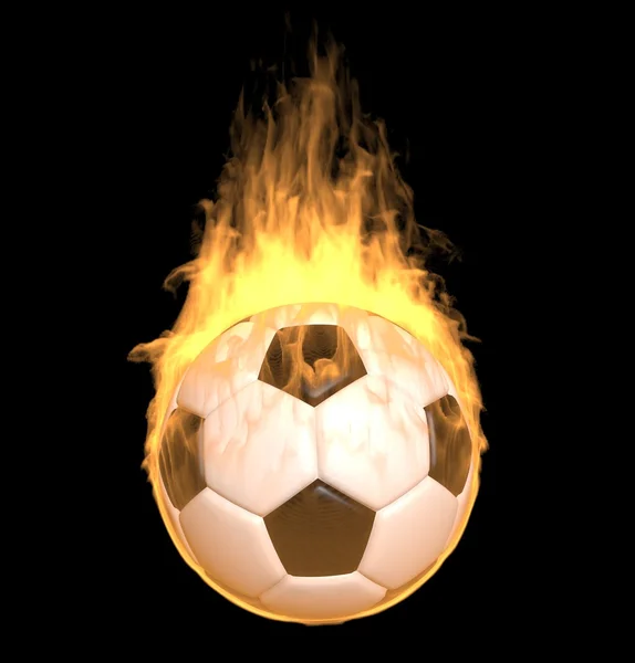 Пожежний футбольний м'яч на чорному тлі — стокове фото