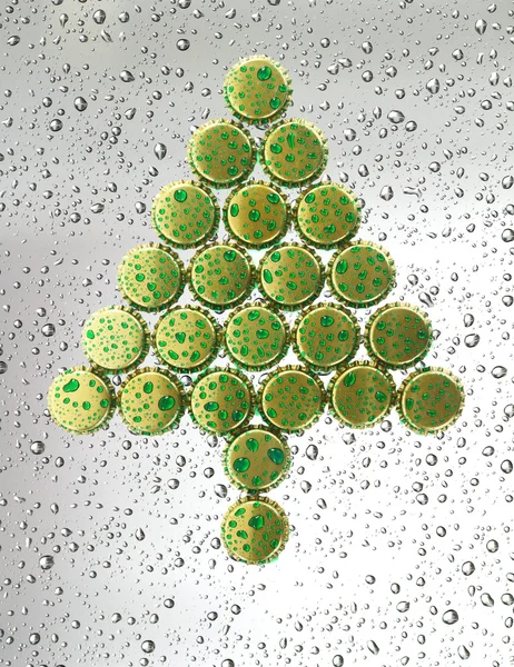 Christmas tree made from bottle caps — Stock Photo, Image