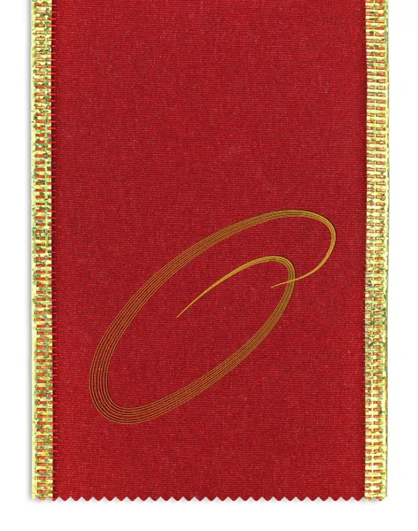 Textile monogram letter O on a ribbon — Stock Photo, Image