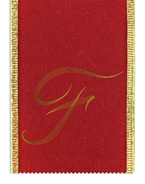 Monogramme textile lettre F sur un ruban — Photo