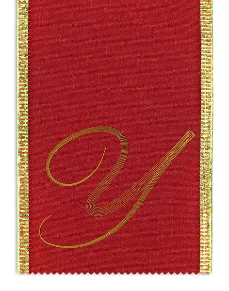 Textile monogram letter Y on a ribbon — Stock Photo, Image