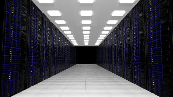 Мережеві сервери в центрі обробки даних — стокове фото