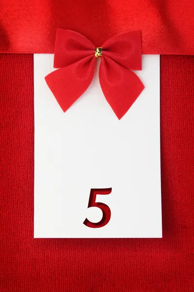 Number five on red greeting card — Stock Photo, Image