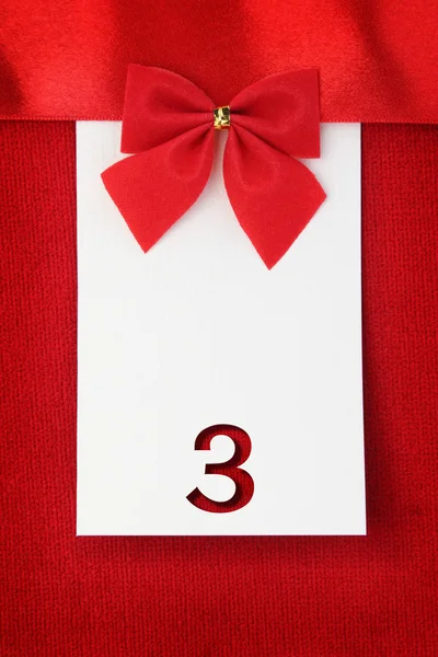 Number three on red greeting card — Stock Photo, Image