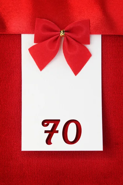 Number seventy on red greeting card — Stock Photo, Image