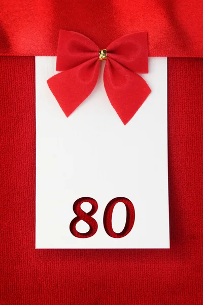 Number eighty on red greeting card — Stock Photo, Image