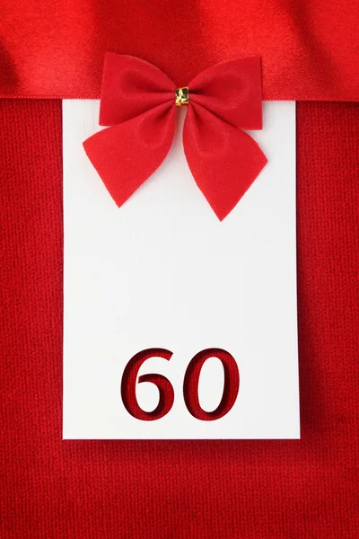 Number sixty on red greeting card — Stock Photo, Image