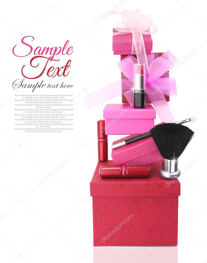 Gift boxes and woman cosmetics