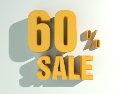 3d harfleri yüzde altmış sembolü ve word Satılık şekillendirme