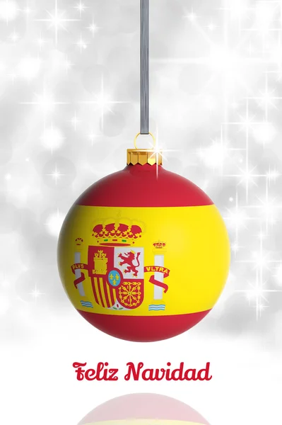 Merry christmas van Spanje. Kerstmis bal met vlag — Stockfoto