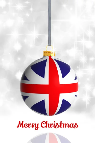 Merry Christmas from United Kingdom. Christmas ball with flag — Stock Photo, Image