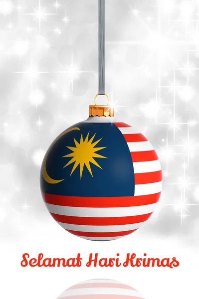 Καλά Χριστούγεννα από τη Μαλαισία. Χριστουγεννιάτικη Χοροεσπερίδα με σημαία — Φωτογραφία Αρχείου