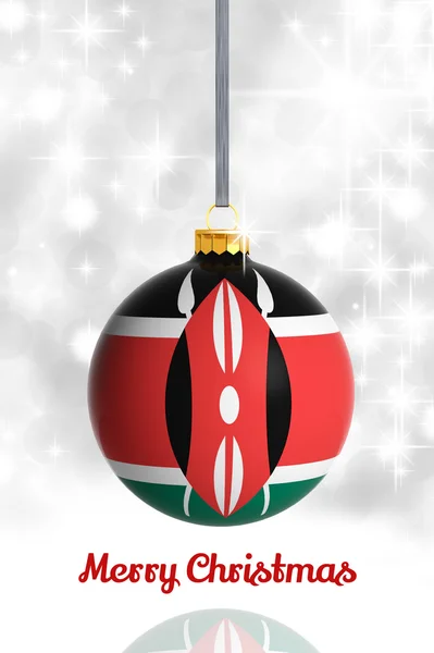 Feliz Navidad de Kenia. Bola de Navidad con bandera — Foto de Stock