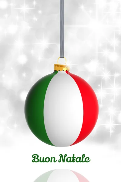 Feliz Navidad desde Italia. Bola de Navidad con bandera —  Fotos de Stock