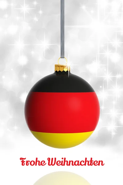 Frohe Weihnachten aus Deutschland. Weihnachtsball mit Fahne — Stockfoto