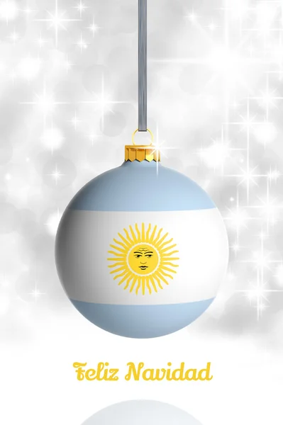 Wesołych Świąt z Argentyny. Boże Narodzenie Kula z flagą — Zdjęcie stockowe