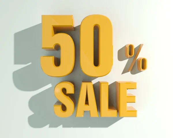 3D písmena tvořící symbol padesát procent a slovo prodej — Stock fotografie