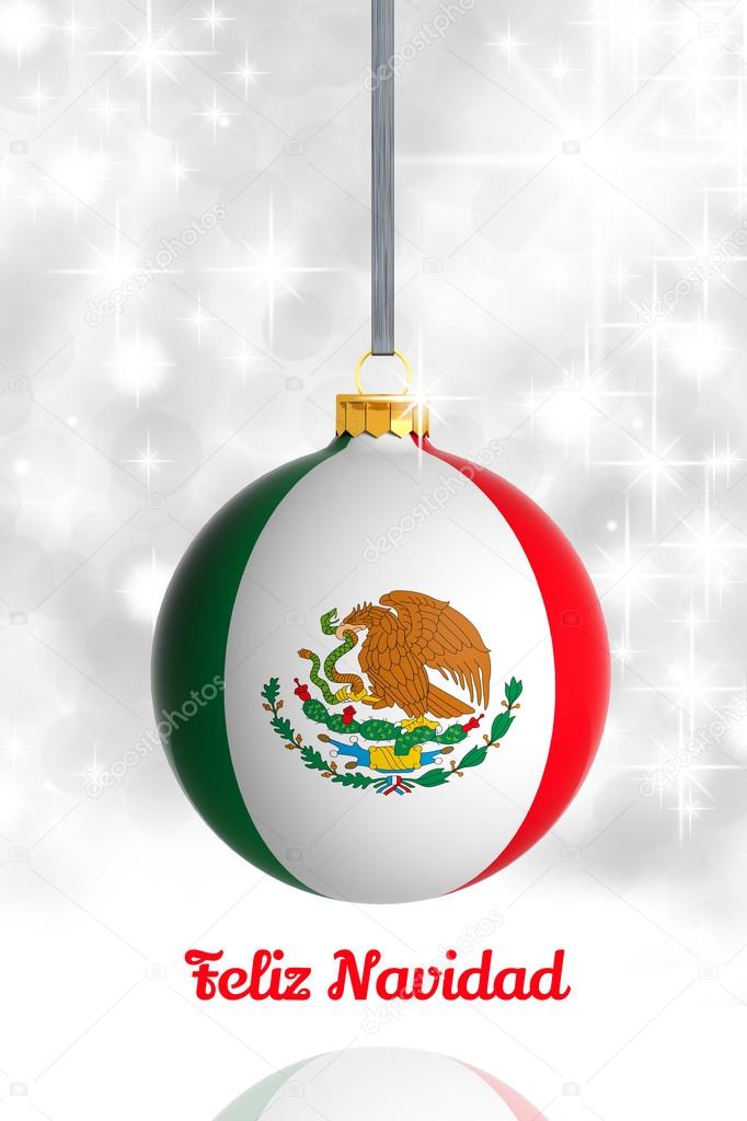 Merry Christmas from Mexico. Christmas ball with flag
