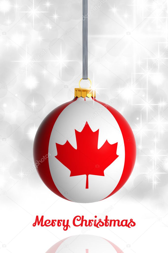 Merry Christmas from Canada. Christmas ball with flag