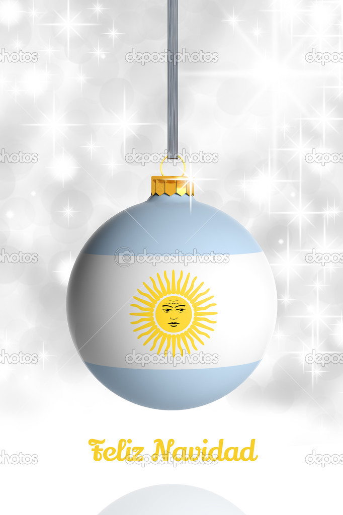 Merry Christmas from Argentina. Christmas ball with flag