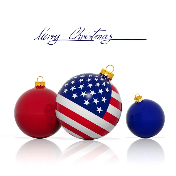 Christmas balls with USA flag isolated on white — Stock Photo, Image