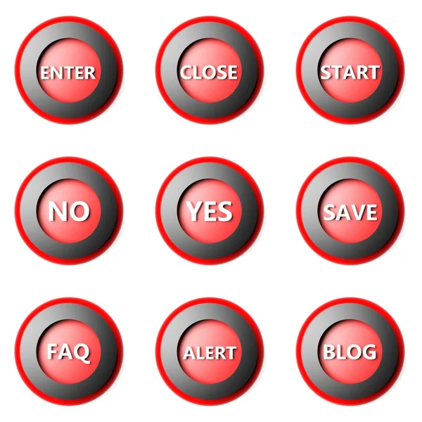 Colección de botones redondos aislados sobre fondo blanco — Foto de Stock